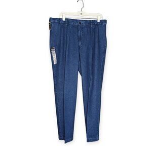 Haggar Work to Weekend Comfort Waist Denim Pleated Jeans Size 38W 30L NWT